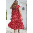 thumbnail image 4 of Fantaslook Dresses for Women Summer Casual Boho Dress Floral Print Ruffle Sleeve Midi Beach Dresses, 4 of 7