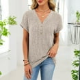 thumbnail image 6 of yillto Womens Short Sleeve Sweater Fashion V Neck Loose Knit Pullover Tops Summer Lightweight Blouses, 6 of 7