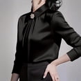 thumbnail image 4 of Stichou Women's 2026 Long Sleeve Satin Blouse,Mock Neck Work Silk Shirts,Dressy Tops for Business Casual Office Black L, 4 of 6