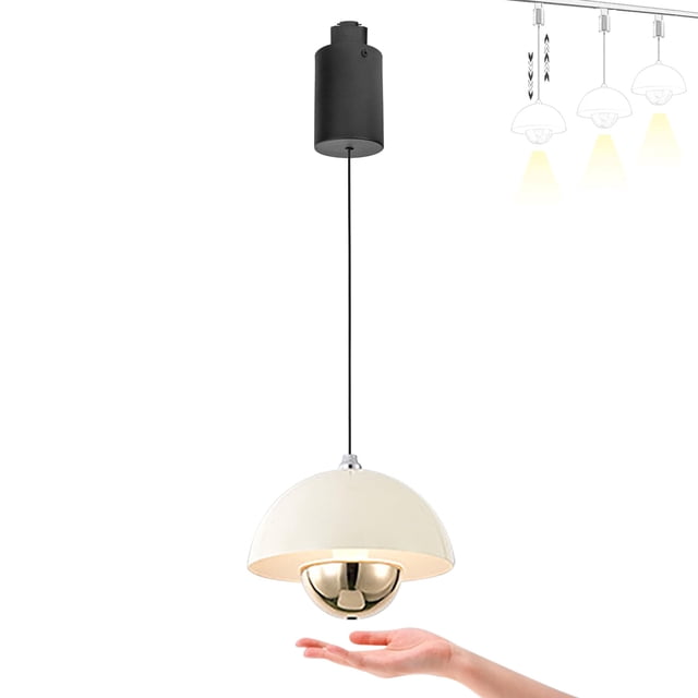 FSLiving Lampe de Piste Réglable en Hauteur Type H Rétractable avec Contrôle Gestuel et Gradation Continue Lampe d'Intérieur Longueur Réglable, Beige - 1 Pack