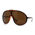 thumbnail image 4 of Super Oversized Curved Top Shield Racer Plastic Fashion Sunglasses Tortoise - Brown, 4 of 8