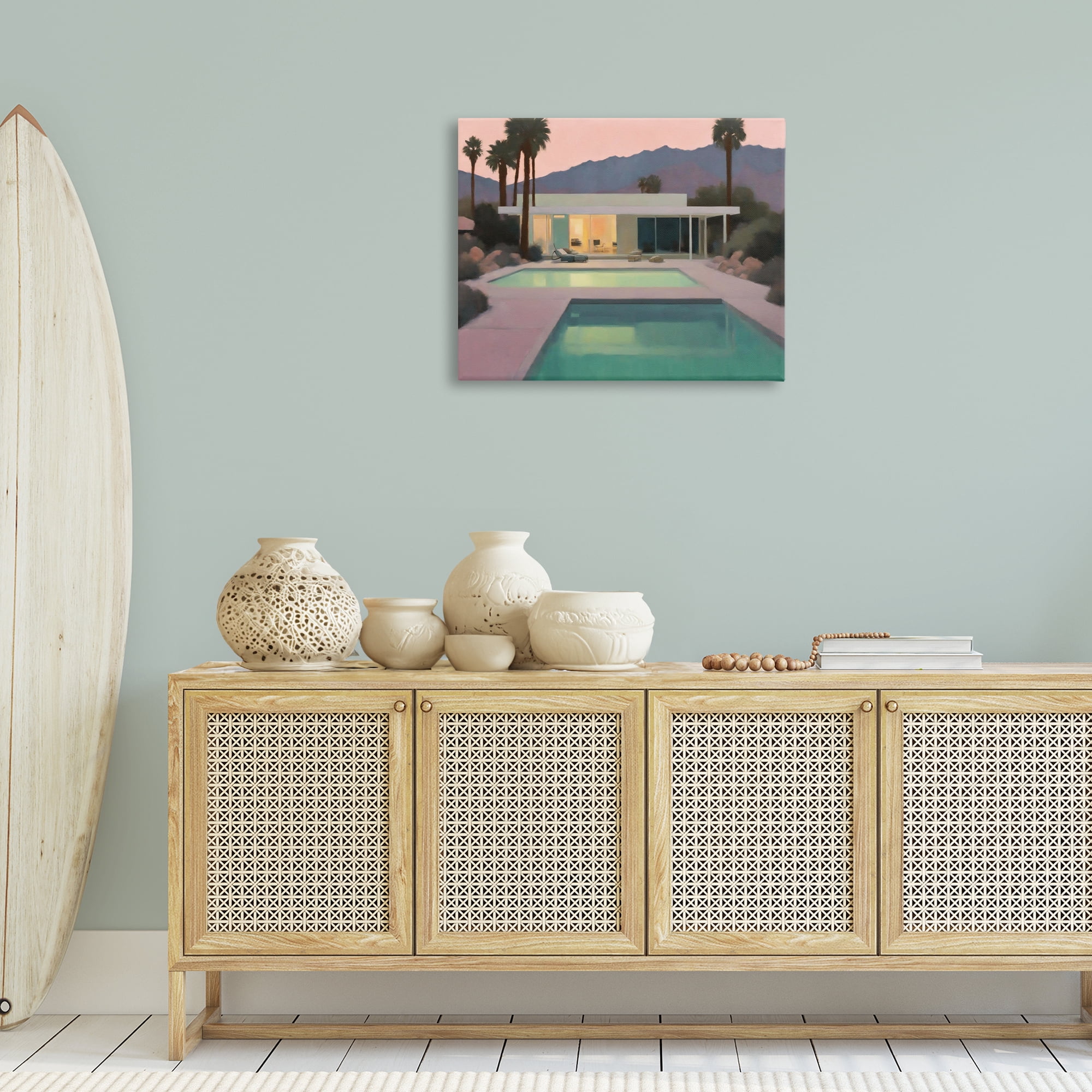 Stupell Industries Tranquil Pool at Sunset Landscape & Nature Painting Wrapped Canvas Art Print Wall Art, 30 x 24