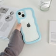 thumbnail image 2 of Case for iPhone 14 Cute Curly Wave Frame Shape Soft TPU Silicone Phone Case for Women Girls, Anti-Scratch Shockproof Protective Case for iPhone 14, Blue, 2 of 11