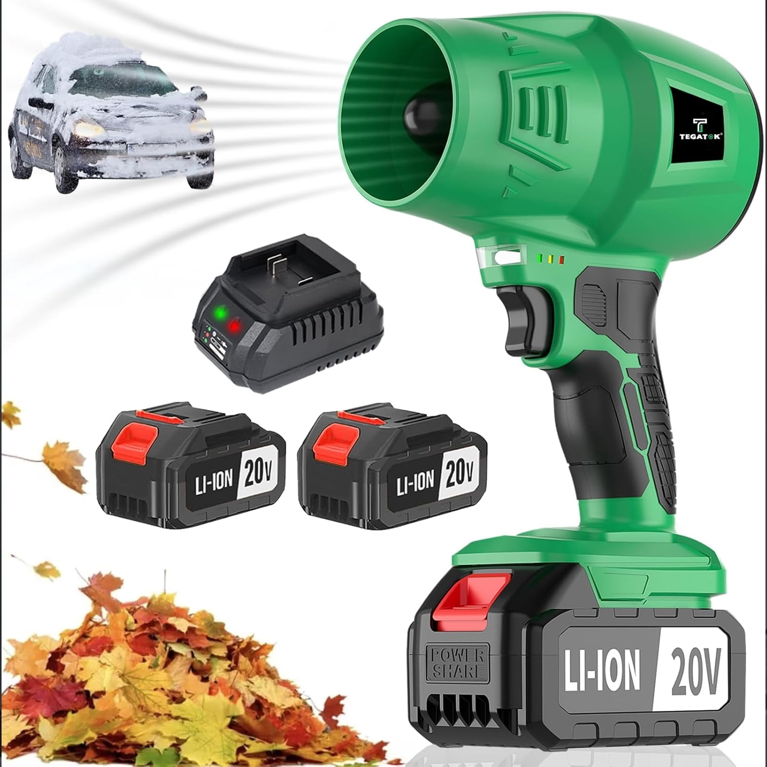 4.0Ah Cordless Leaf Blower, 20000RPM with 2 Batteries, Lightweight Electric Blower for Lawn, Patio, Snow, Car Dryer
