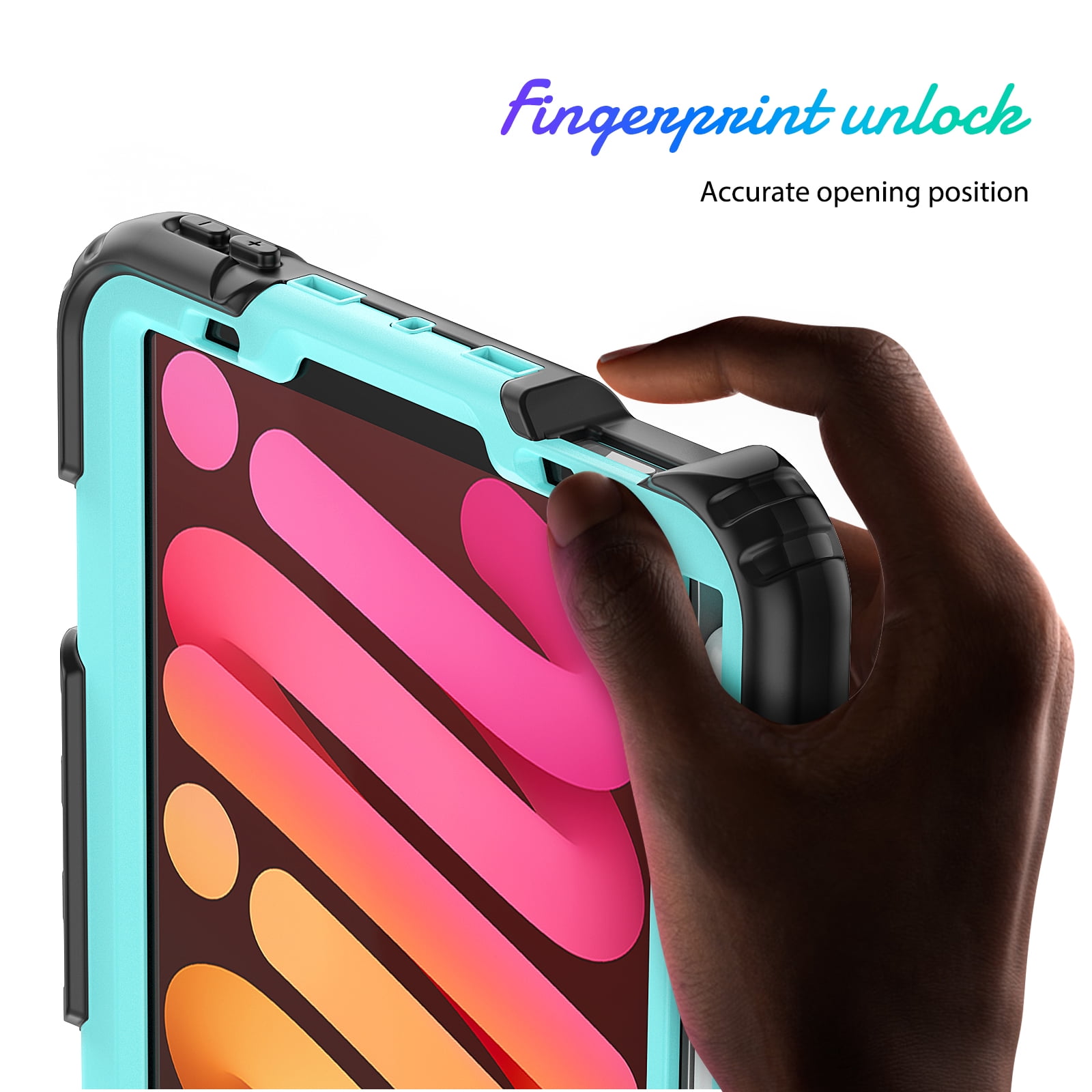 Shockproof Case for Apple iPad mini 6 /7 8.3" with Build In Screen Protector, Rugged Rotating Stand Shoulder Strap Pencil Holder Kids Friendly Bumper Case for Apple iPad mini 6/ Mini 7, Mint+Black