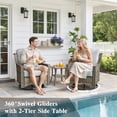 thumbnail image 6 of Ovios 5 Pieces Outdoor Patio Furniture Set High-Back Rattan Wicker Conversation Set Outdoor Sectional with Swivel Chairs & Solar Light Coffee Table, Grey, 6 of 11