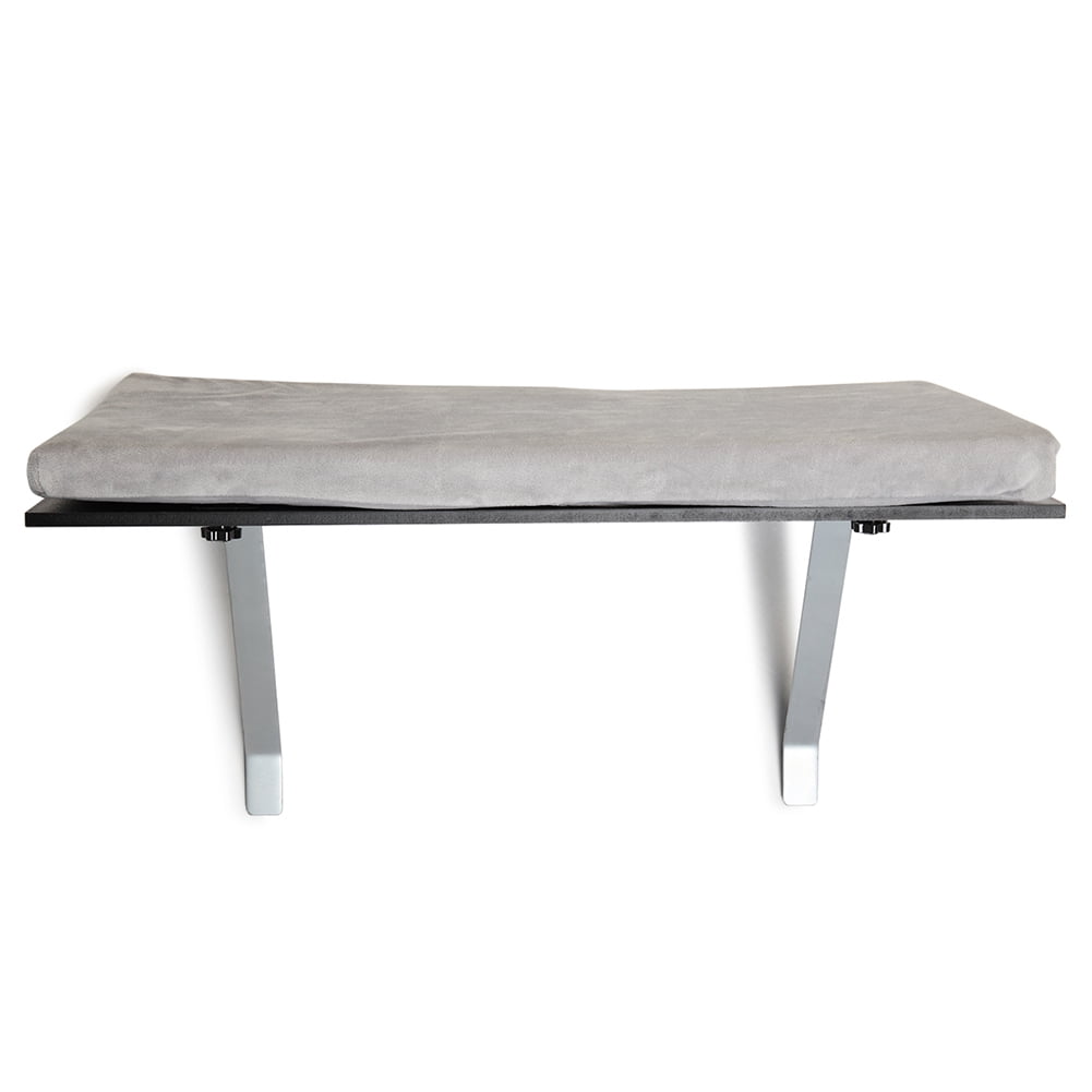 Spaco Foldable Cat Window Seat - Black & Gray MDF - Sturdy Attachment - Enjoy Nature from Your Window