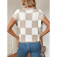 thumbnail image 6 of Womens Summer Crew Neck Cap Sleeve Crop Color Block Knit Short Sleeve Sweater S, 6 of 9