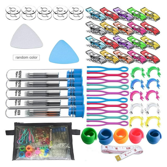 Bobbin Holder Clamp Clips Sewing Clips Bobbin Thread Holders Measuring Tape with Storage Bag Sewing