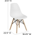 thumbnail image 3 of ZXNYH Elon Series White Plastic Chair with Wooden Legs, 3 of 7