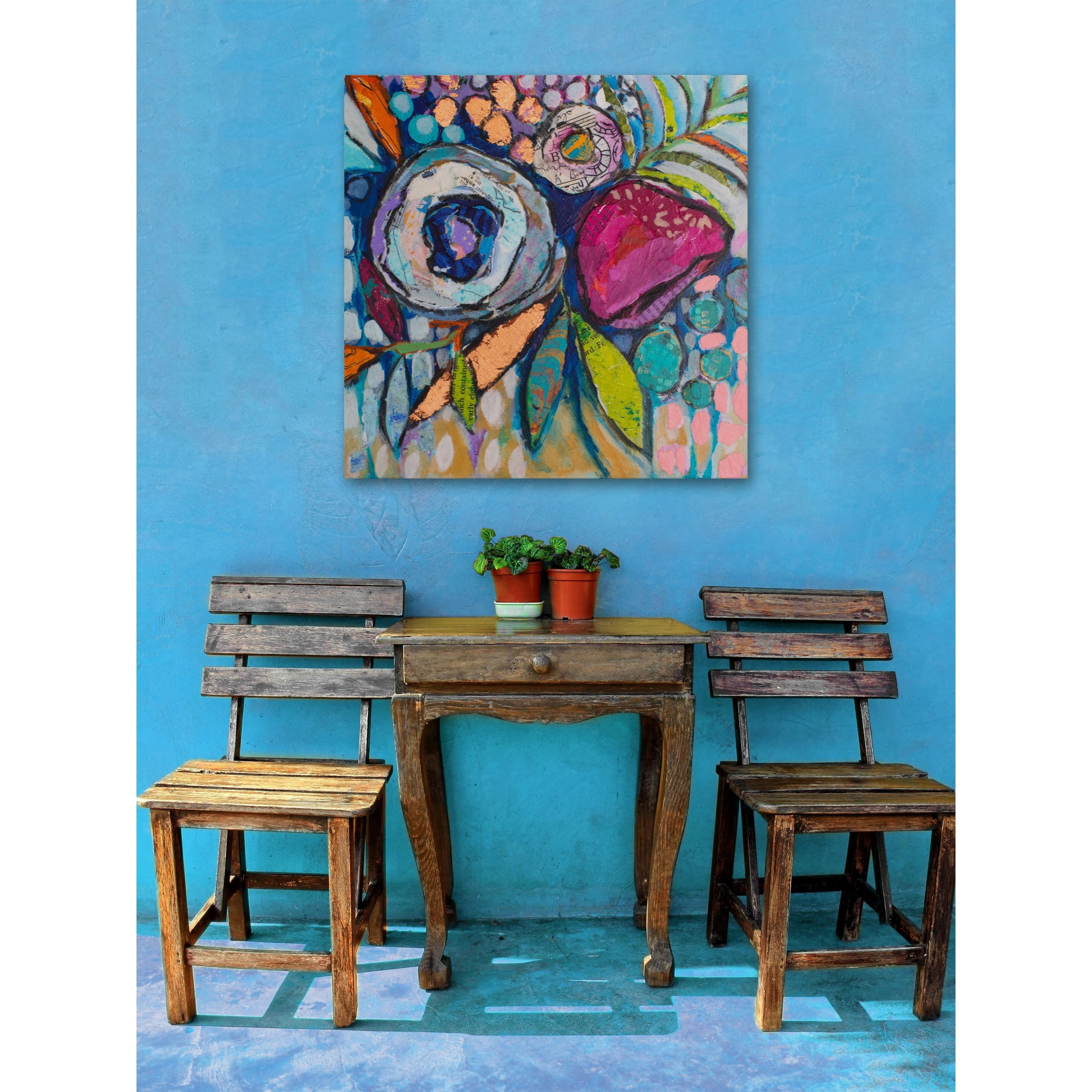 "Floral Dimensions" Painting Print on Wrapped Canvas