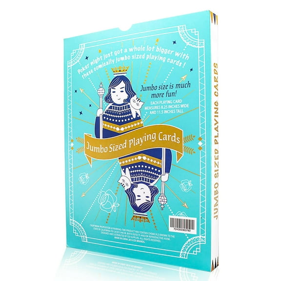 Edi Super Jumbo Playing Cards with Large Numbers Size 11.5" x 8.25" Turquoise