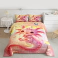 thumbnail image 2 of Castle Fairy Cute Axolotl Full Size Comforter Sets,Cartoon Pink Salamander Bedding Sets, 2 of 8