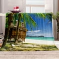 thumbnail image 5 of Beach Palm Trees Blanket Tropical Ocean Straw Hut Summer Blue Sky Throw Gifts for Mom Women Kids Girls Boys Men Birthday Mother''s Day Father''s Day Soft Plush Throw 50"x60", 5 of 6