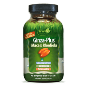 Irwin Naturals Ginza-Plus Maca & Rhodiola Herbal Supplements 75 Soft Gel Capsules