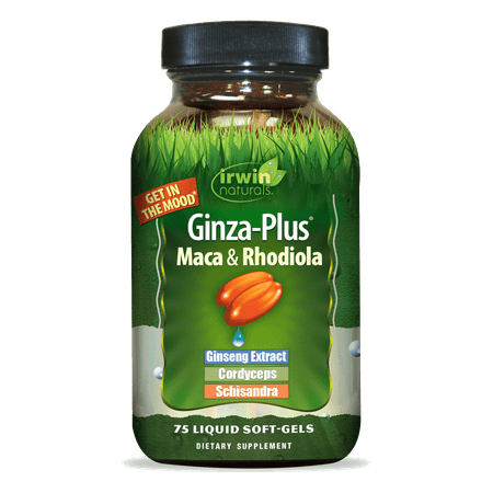 Irwin Naturals Ginza-Plus Maca & Rhodiola Herbal Supplements 75 Soft Gel Capsules
