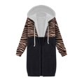 thumbnail image 4 of Chaquetas para mujer Sudadera con capucha cálida de moda Estampado floral Cremallera Tela Empalme Abrigo Abrigo largo Odeerbi ODB-3, 4 of 4