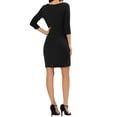 thumbnail image 3 of Allegra K Women's Deep V Neck Ruched Long Sleeve Wrap Bodycon Prom Dress, 3 of 6