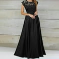 thumbnail image 2 of HNMKIU Elegant Dresses for Women Evening Gown Neck Floral Lace Formal Wedding Long Maxi Dress Black,M, 2 of 5