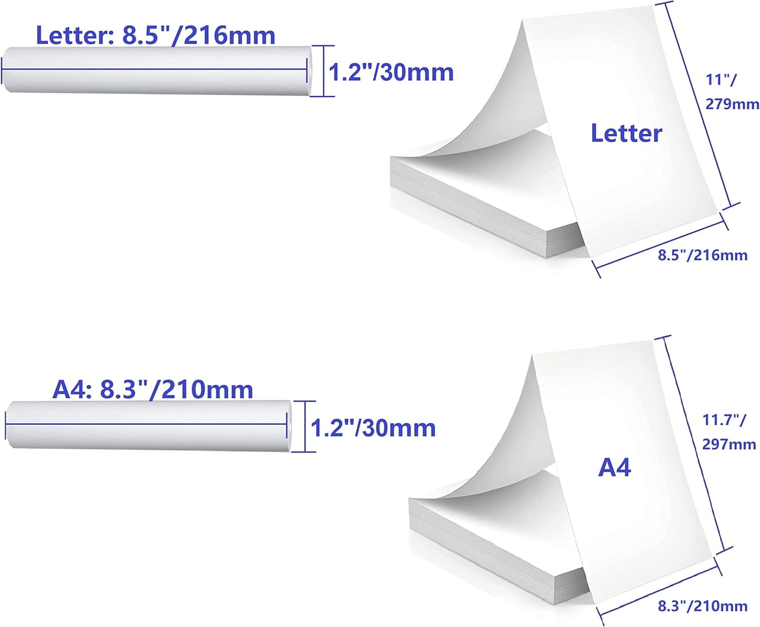General thermal printer paper BPS free BPA free, (100 pages, Continuous, without mark, 3 years)