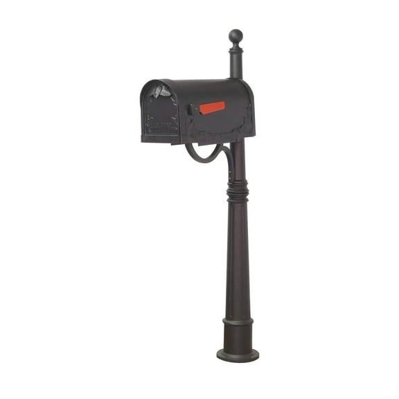 Outdoor Letter Holder Floral Curbside Mailbox with Locking Insert and Ashland Mailbox Post