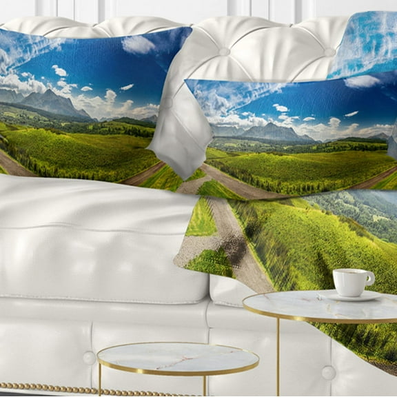 Designart 12" x 20" Blue Polyester Throw Pillow