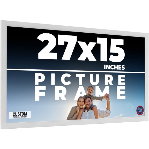 27x15 Frame White Solid Wood Picture Frame Includes UV Acrylic Shatter Guard Front, Acid Free Foam