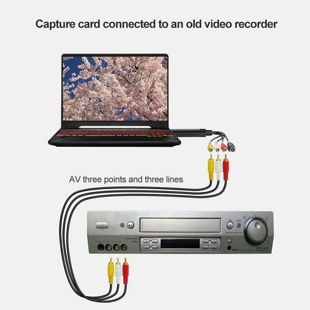 Vidéo Capture Audio Video USB 2.0 Convertisseur VHS Numérique Boîtier d' Acquisition Capture Video de Magnétoscope Cassettes VHS C Hi8 Transfert  Enregistreur à DVD Compatible avec Win 10 