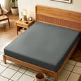 thumbnail image 6 of Lirex Twin XL Size Fitted Sheet, 100% Cotton Deep Pocket Bed Sheet, Soft Breathable Dark Grey, 6 of 8