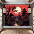 thumbnail image 4 of Anime Wall Tapestry for Bedroom Aesthetic, Large Black Red Japanese Forest Moon Wall Art Decor Tapestries Wall Hanging, Vintage Dark Nature Mountain Landscape Backdrop for Living Room 60"X79", 4 of 8