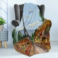 thumbnail image 4 of Paris Soft Flannel Fleece Blanket, Colorful Sketchy Painted Illustration of France City Street Trading Eiffel Tower, Cozy Plush for Indoor and Outdoor Use, 50" x 60", Amber and Blue, by Ambesonne, 4 of 5