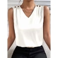 thumbnail image 5 of Women Silk Satin Tank Tops V Neck Casual Sleeveless Camisole Blouses Summer Basic Tank Shirt White L, 5 of 9
