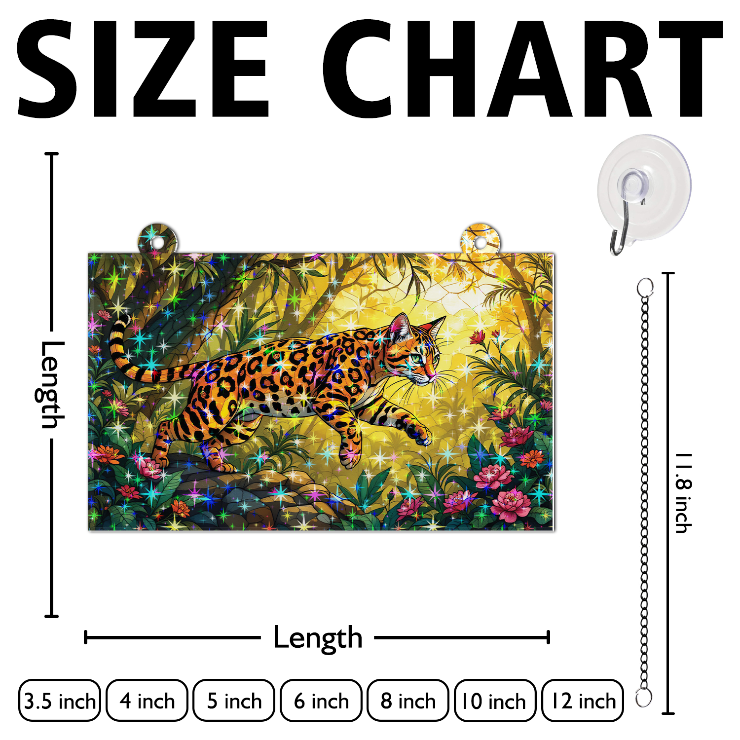 89Bloom Bengal Cat Stained Glass Hologram Ornament, Stained Glass Suncatcher Ornaments Home Decor, Holographic Ornaments