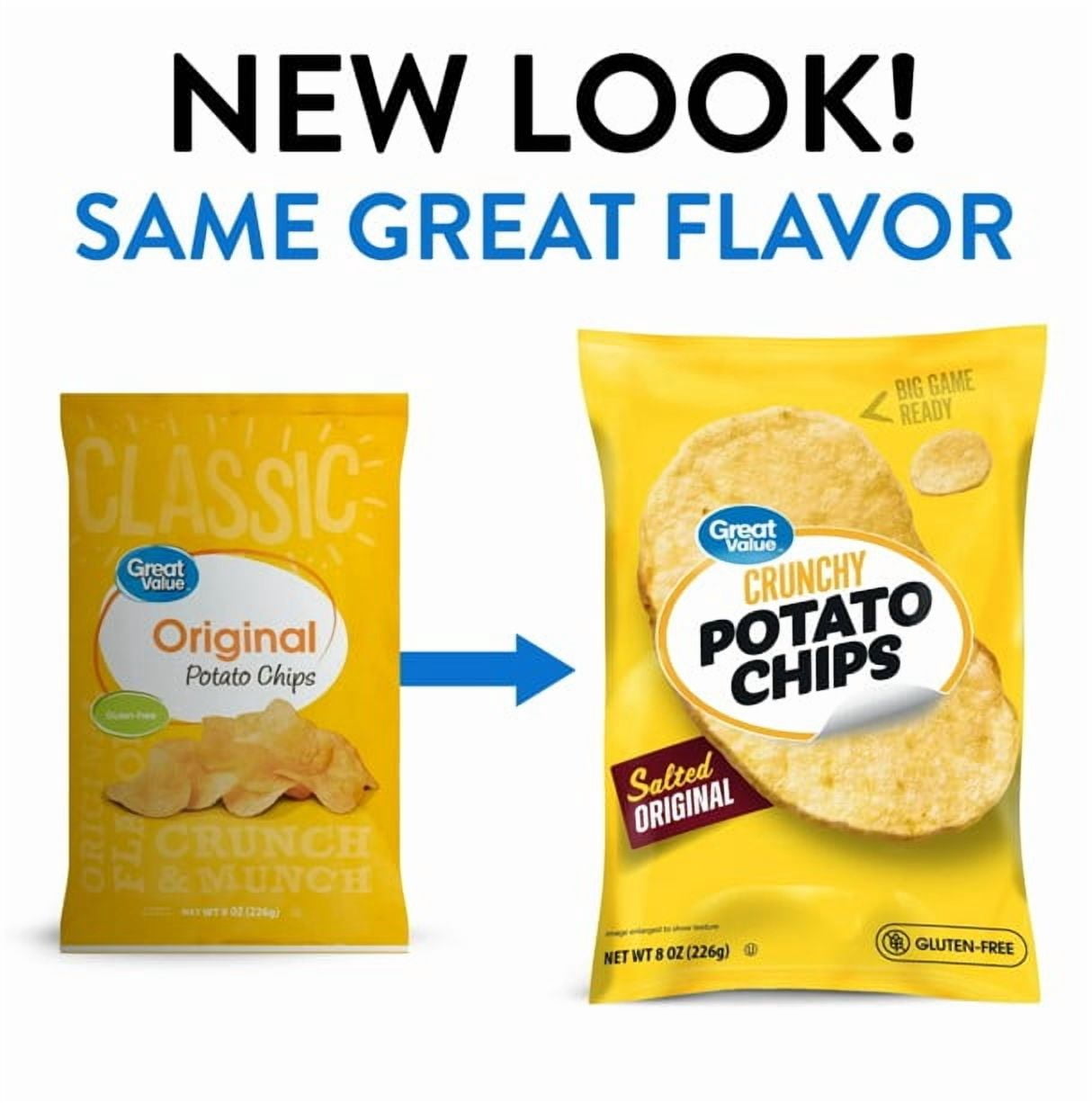 (10 pack) Great Value Original Potato Chips, 8 oz