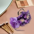 thumbnail image 4 of Unique Bargains 1 Pc Floral Sequins Half Face Party Mask for Masquerade Party Purple, 4 of 4