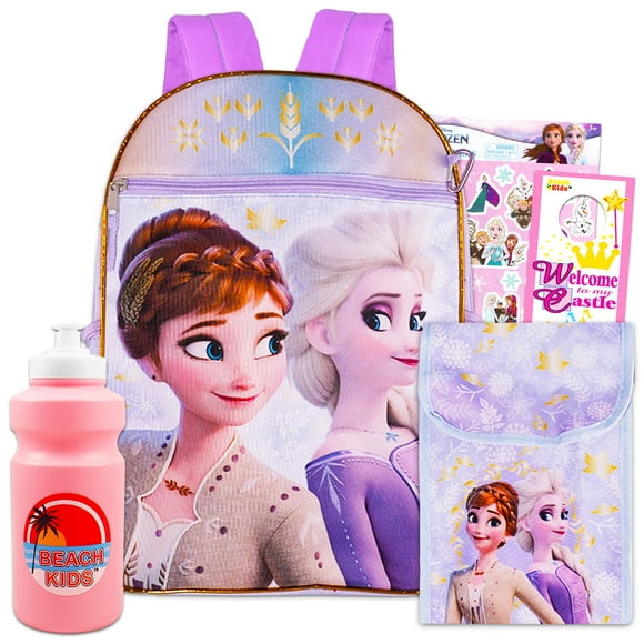 Frozen 16" Backpack and Lunch Box Set: Disney Elsa & Anna School Supplies Bundle