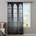 thumbnail image 3 of Window Forest Sheer Curtains 63 Inches Long, Vintage Arched Black Green Light Filering Curtains, Breathable Simi Curtain Privacy Drapes for Living Room Bedroom Lightweight Window Treatment, 3 of 9