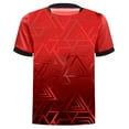 thumbnail image 2 of Hansber Kids Boys Stylish Geometric Printed Sports Shirts Short Sleeve Basketball Football Jersey Athletic T-shirt Red 16, 2 of 6