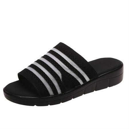 

PANOEGSN New Summer Flat Sandals And Slippers Solid Color Women s Shoes Round Toe Outer Wear Beach Footwear