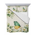 thumbnail image 7 of Quilts Twin Size Bedding Set, Spring Floral Lightweight Quilted Comforter, Watercolor Botanical Flowers Butterfly Beige Soft Reversible Bedspread Coverlet with Pillow Covers for All Season, 68" x 86", 7 of 7