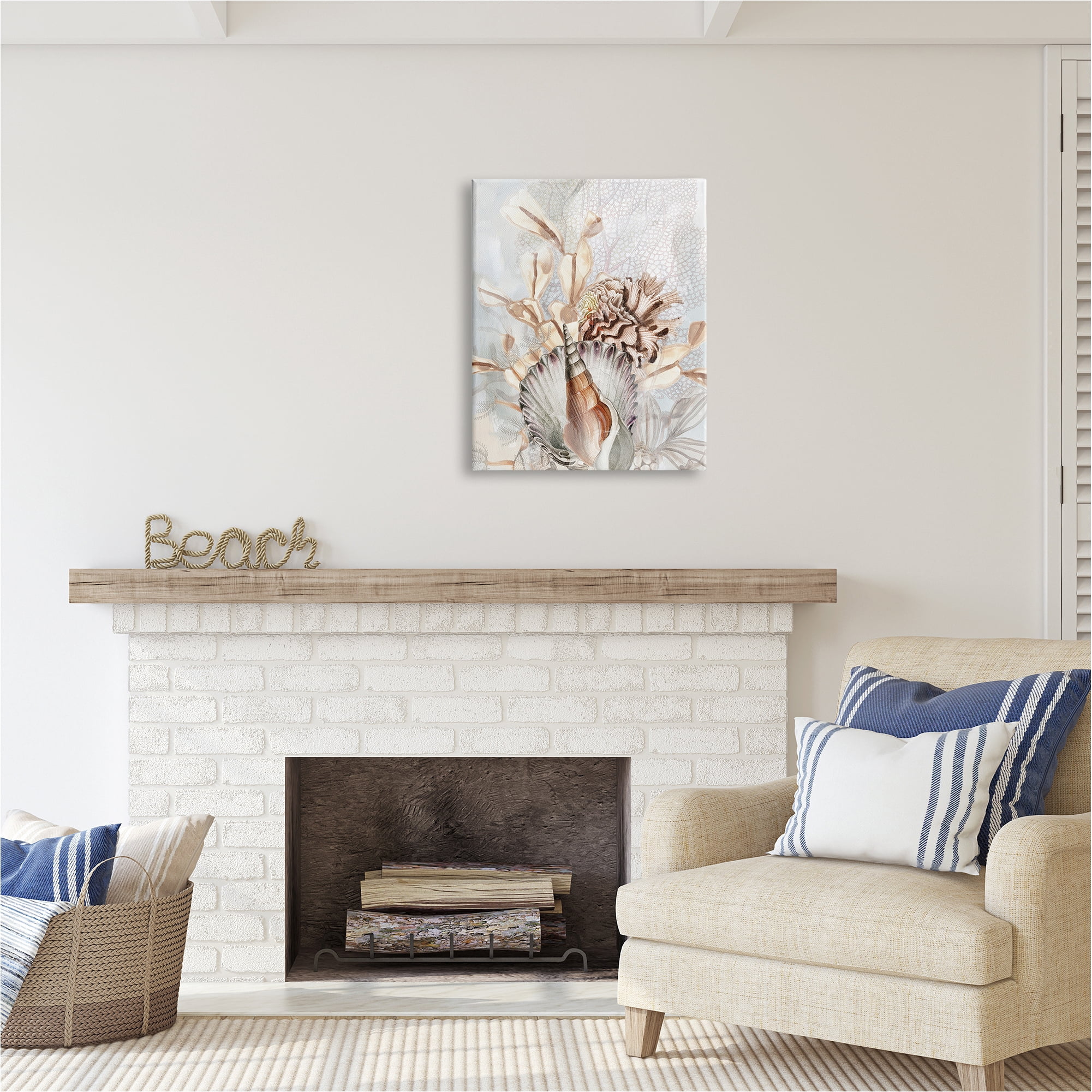 Stupell Industries Various Beige Sea Life Animals & Insects Painting Gallery Wrapped Canvas Art Print Wall Art, 24 x 30