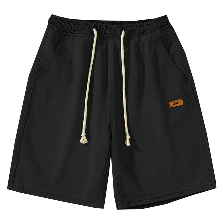 Jean Shorts Men Drawstring Elastic Waist Sport Joggers Denim