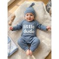 thumbnail image 4 of Miaouyo Baby Boys 2 Piece Outfit Adorable Letter Embroidery Long Sleeve Round Neck Jumpsuit and Hat Set, 4 of 8