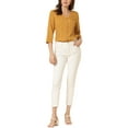 thumbnail image 2 of INSPIRE CHIC Blouse pour Femme Col en V Manches 3/4 Pois devant Boutonné Haut L Jaune, 2 of 6