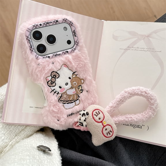 Fashion Style Cute Cartoon Plush Winter Hello Kitty Phone Case Suitable for iPhone 14 15 16 17/Pro Max/Pro Xmas New Year Gifts