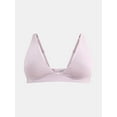 thumbnail image 4 of No Boundaries Cotton Stretch Ribbed Wirefree Plunge Bra, Women's XS-3XL, 4 of 4