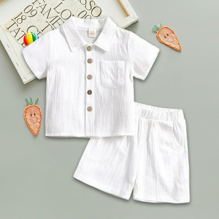 HUCOAE Toddler Boy White Button Down Shirt Ropa Para NiÃ±O De AÃ
