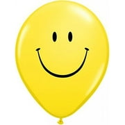 LA Balloons 85986" Smile Face Qualatex Latex Balloons (50 Pack), 11", Yellow