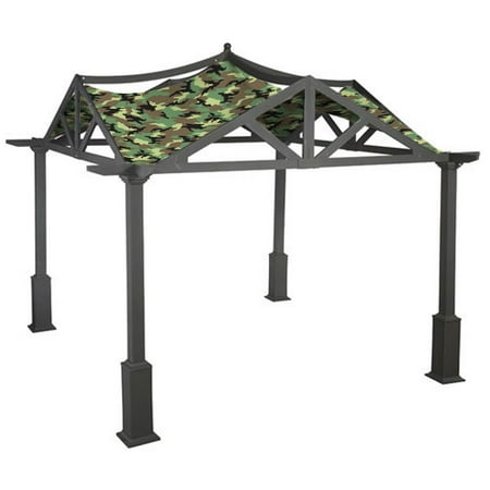Garden Camouflage Garden Winds Replacement Canopy Top Cover for the Garden Treasures 10 x 10 Pergola -Standard 350 - Camo Green ()