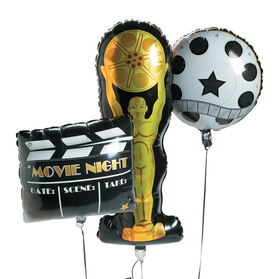 Movie Night Mylar Balloons (3Pc) - Party Decor - 3 Pieces